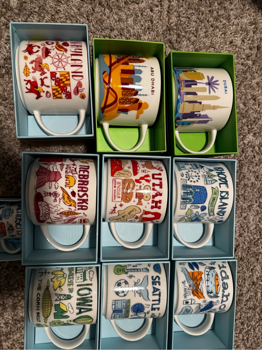 Starbucks White Mug Set with Multicolor Travel Landmark Illustrations - Picture 3 of 5